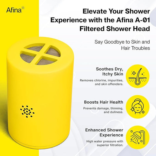 Afina Replacement Filter for Afina Filtered Showerhead & Shower Filter - High Pressure Shower - Reduces Dry Itchy Skin, Dandruff, Eczema, and Dramatically Improves The Condition of Your Skin and Hair