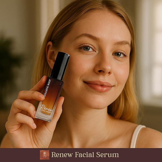 Renew Facial Serum w/Vitamin C & Hyaluronic Acid β Skincare Blend for Face, Sensitive Skin, Brightening Care, Vitamin C Serum for Dark Spots & Even Tone β 1 oz Bottle