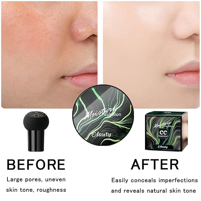 Mushroom Head Air Cushion CC Cream Foundation, BB Cream Concealer Lasting Makeup Foundation, Waterproof Oil Control Long-Lasting Nude Makeup, Even Skin Tone Primer