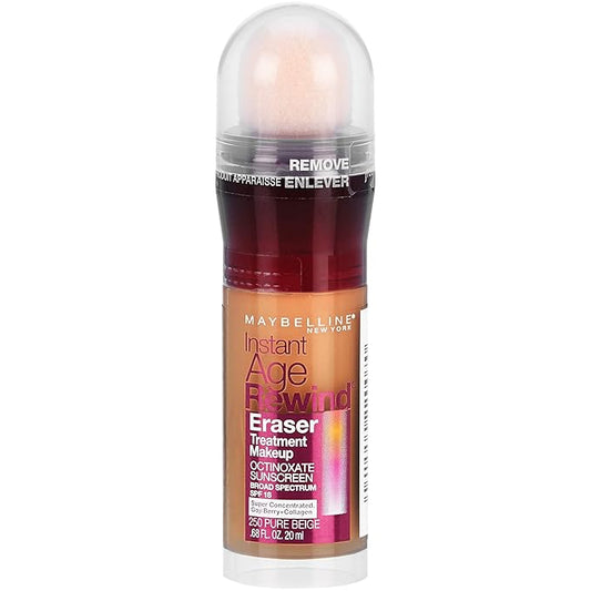 Maybelline Instant Age Rewind Eraser Treatment Makeup with SPF 18, Anti Aging Concealer Infused with Goji Berry and Collagen, Pure Beige, 1 Count