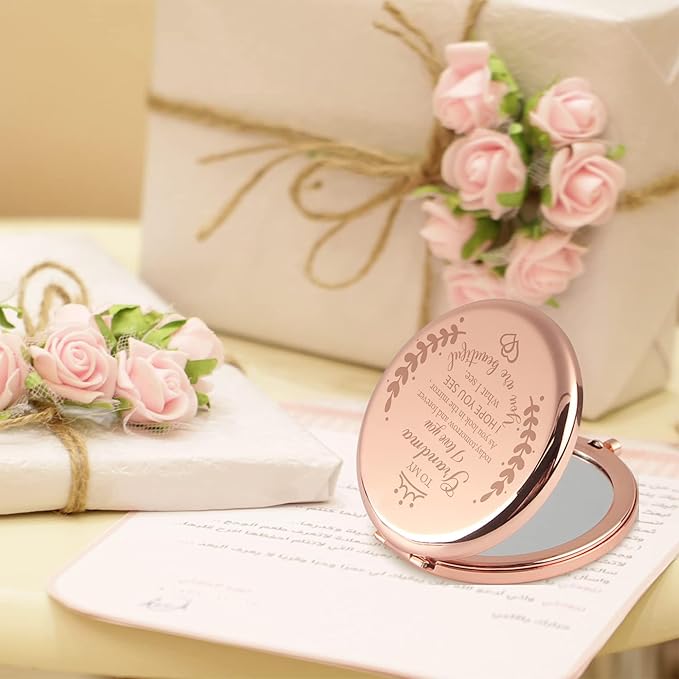 Mothers Day Grandma Gifts, Grandma Gifts from Grandchildren, Gifts for Grandma, Grandma Birthday Gifts, Thanksgiving Christmas Birthday Gifts for Grandma, Grandma Makeup Compact Mirror Gift