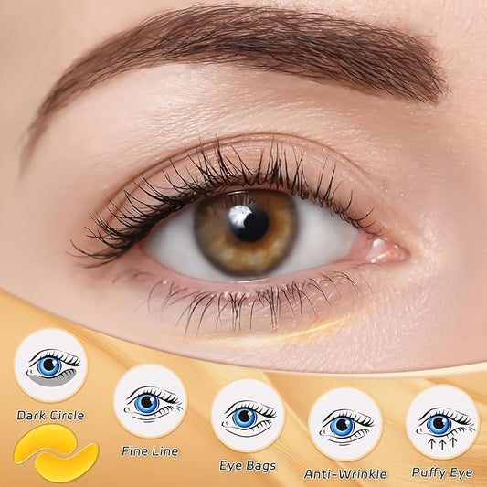 50 Pairs Under Eye Patches,24k Gold Gold Eye Mask,Eye Mask with Collagen,Eye Gel Pads for Puffy Eyes and Dark Circles,Reduces Wrinkles RevitalisesYour Skin, Skincare Treatment for Women Men