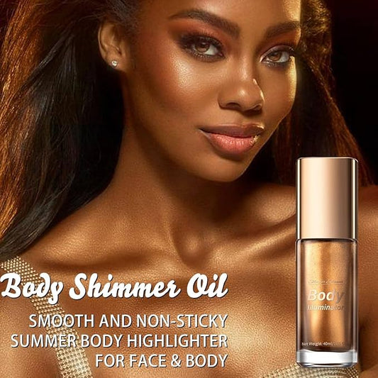 MAEPEOR Body Luminizer 5 Colors Smooth Subtle Shimmer Illuminator Moisturizing Long Lasting Summer Glow for Face and Body (40ML, 04 Glistening Bronze)