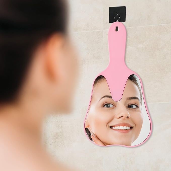 Annhua Tooth Shaped Mirror Hand Mirrors with Handle Pink, Face Mirrors Small Makeup Mirror Cute for Dental Clinic, Salon, Barber or Hairdressing - Plastic & Glass