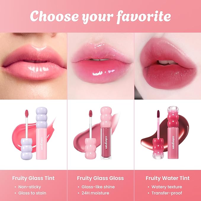 COLORGRAM Fruity Glass Tint 07 Shy Guava | Korean Long Lasting & Waterproof Lip Stain| Glossy Lip Gloss with Lovely Soft Pink Shade | Buildable, Blendable, Moisturizing, Non-Sticky | 0.11 Oz