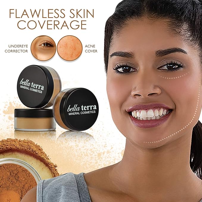 Bellaterra Cosmetics Mineral Powder Foundation | Long-Lasting All-Day Wear | Buildable Sheer to Full Coverage β Matte | Sensitive Skin Approved | Natural SPF 15 (Cafe) 9 grams
