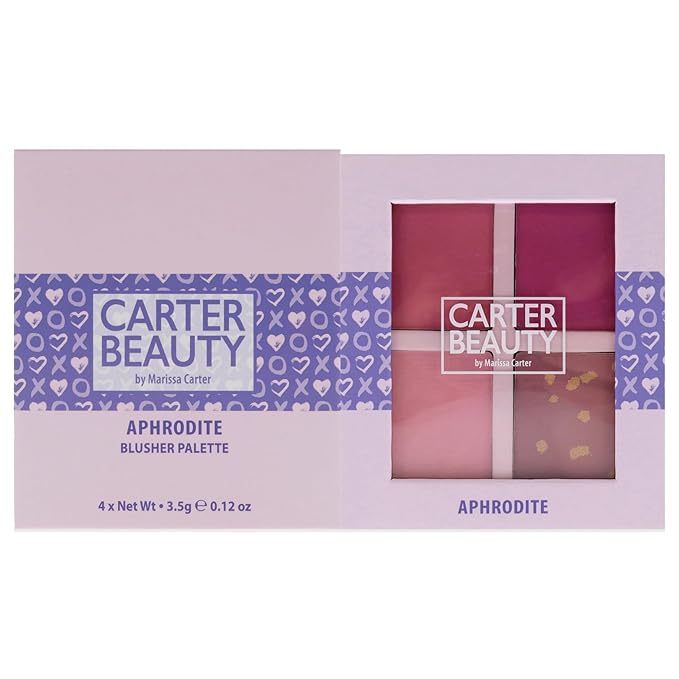 Carter Beauty By Marissa Carter Blusher Palette - Highly Pigmented - 3 Matte Shades And 1 Shimmer - Flush Of Natural Colour To The Complexion - Cool-Toned Palette - Aphrodite - 0.48 Oz