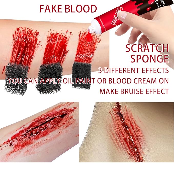 Kaynest Fake Blood Scar Wax SFX Makeup Kit - Fake Wound Modeling Scar Wax for Halloween Face Paint Stage Monster Zombie Vampire Special Effects Kit