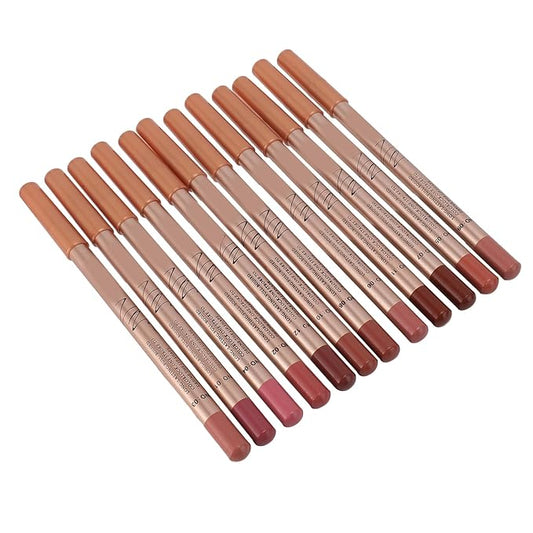 12PCS Long Lasting Lipliner Set High Pigmented, Smudge Proof Lip Makeup Pencil for Daily Use, Silky Smooth Application with 3mm Fine Tip