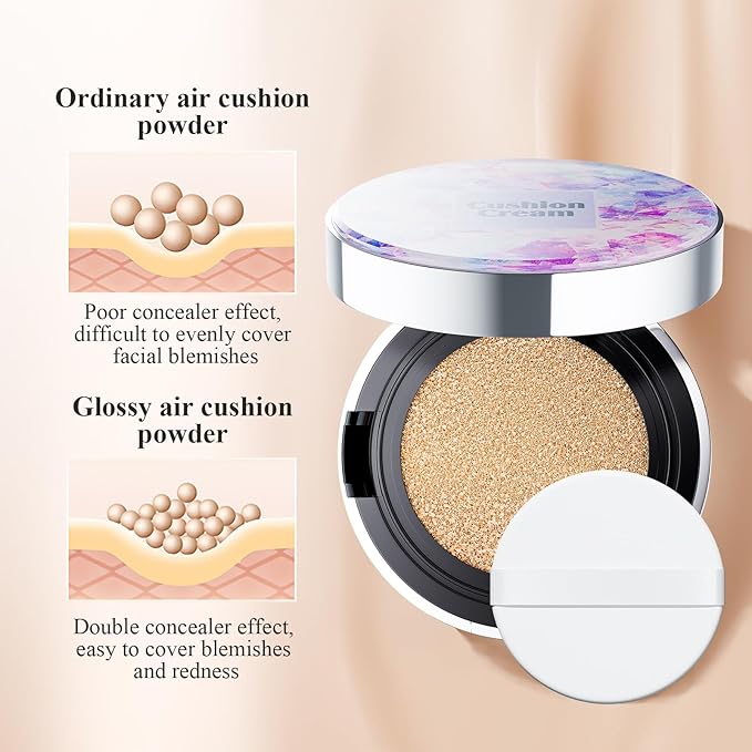 Air Cushion CC Cream Foundation - BB Cream Face Makeup Foundation for Natural Skin Radiant & Moisturizing Skin, Easy Application, Create Long-Lasting & Waterproof Face Makeup (Natural, 3.21 Ounce)