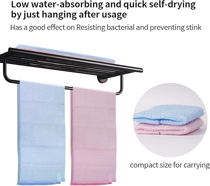 EXFOLIATING Luffah Towel, Body wash Towel,Bath Loofah Sponge, Body Scrubber Exfoliators, Exfoliating Washcloth,Rip-Resistant, Fast Dry, Rich Foam,for All Skin Types-Made in Japan (Pink)