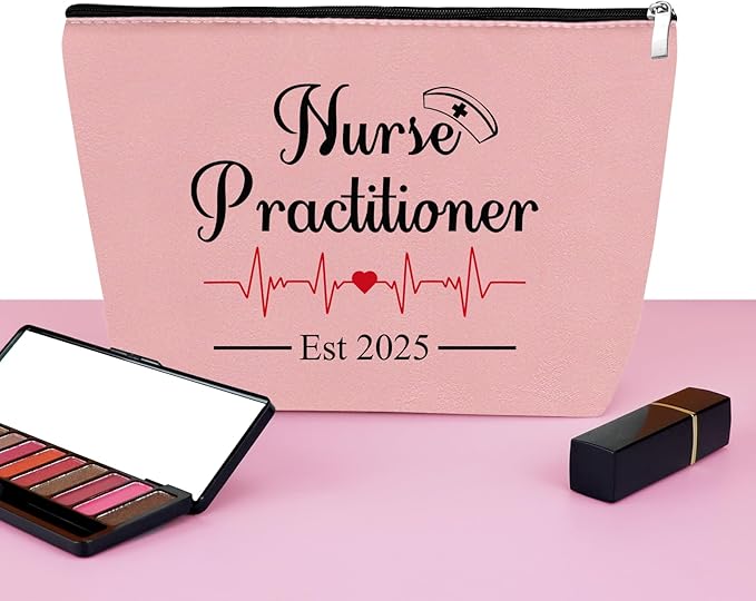Mxrymvu New Nurse Practitioner Gifts Cosmetic Bag New Nurse Graduation Gifts for Nursing NP Makeup Bag NP Est 2025 Nurse Gifts Nursing Graduate Gifts Nursing Gifts Travel PouchοΌPinkοΌ