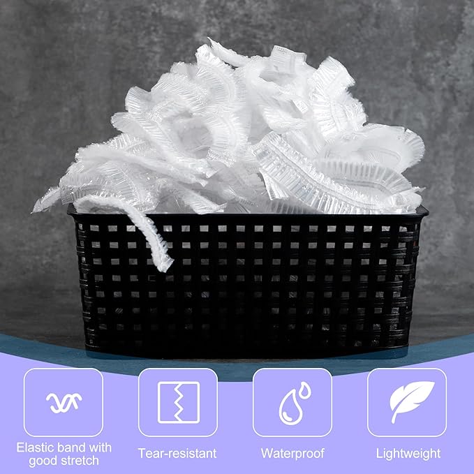 200 Pcs Disposable Shower Caps,19 Inch Plastic Shower Cap for Women,Elastic Large Thick Waterproof Bath Cap,Plastic Clear Hair Caps for Bathing,Hair Care,Home Use,Salon,Spa,Hotel,Travel