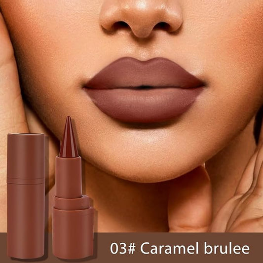 2 in 1 Lip Liner Pencil and Lipstick Lip Combo Set, Matte Nude Black Dark Brown Red Lip Liner, Smooth Creamy Lip Pencil, High Pigmented Non-Smudging Waterproof Long Lasting Lip Makeup 03#