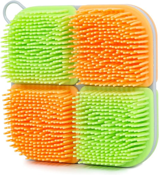 OWIIZI Silicone Loofah Gentle Exfoliating Body Scrubber Food-Grade Soft Lather Well Bath Scrub Brush for Shower or Face