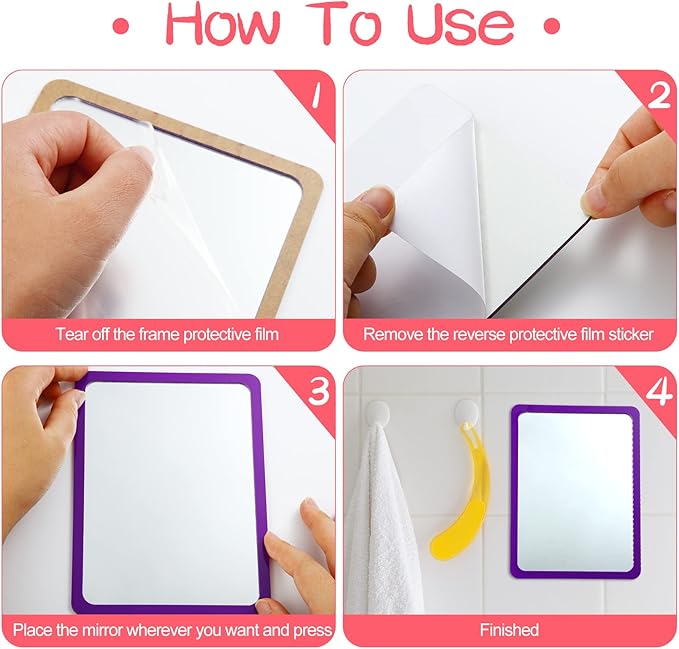 Yookeer 4 Pcs Adhesive Locker Mirrors for School Locker 5 x 7 Inch Acrylic Unbreakable Sticky Mirrors with Round Corners for Bathroom Household Refrigerator Workshop Toolbox Office Gym Cabinet