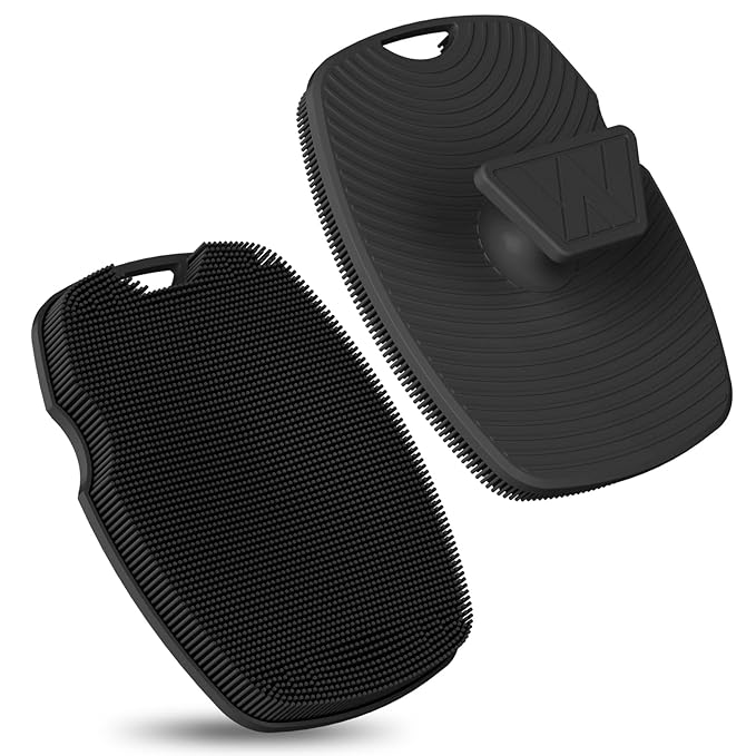 Silicone Body Scrubber - Zinc Infused-Highly Elastic Bristles Exfoliating Body Scrubber for Shower Body,Cellulite Reduction,Blood Circulation - Black