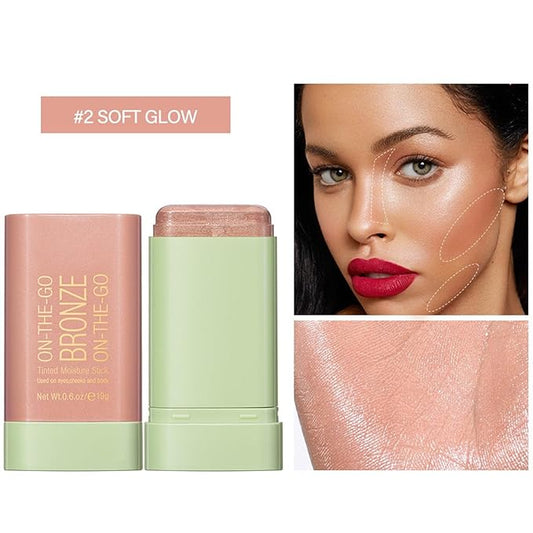 Mysense Cream Bronzer Stick, Shimmer Face Highlighter Stick, Buildable Highlight Contour Stick Makeup, Silky Smooth Formula for A Natural Radiant Look, 02 Soft Glow