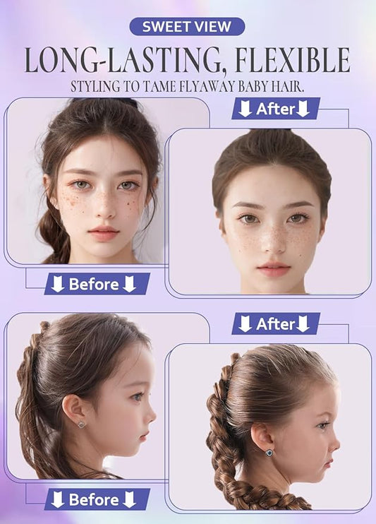 Hair Wax Stick, Flexible Hold Slick Back Hair Pomade/Balm for Tame Flyaways, Frizz, Sleek Ponytail, Bun, Styling Accessory Cream/Gel for Girls, Kids