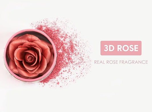 3D petal rose makeup blush gift highlighter Rare beauty blush rubor forma de rosa real rose flower red blush (Pink)