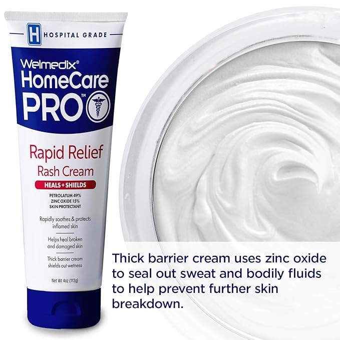 Rapid Relief Diaper Rash Cream with Zinc Oxide, Hospital Grade Barrier Cream for Adults, and Babies with Fragile or Sensitive Skin (4oz Tube, Pack of 5)