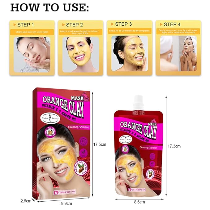 AICHUN BEAUTY Orange Clay Vitamin C Argan Oil Extract Cleansing Exfoliation Anti-Freckle Anti-Oxidation 120ml/4.06fl.oz