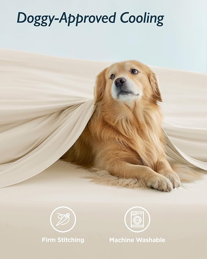 Breescape Cooling Sheet Set Full Size - BlendTek™ Dry & Cool Technology for Hot Sleepers and Night Sweats, Q-Max>0.46 Tech, Deep Pocket Up to 18", 360° Elastic Band, Ivory