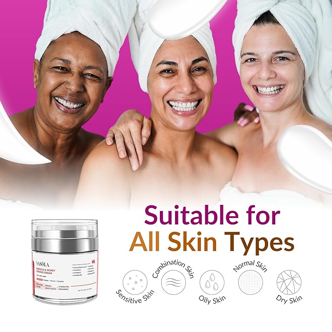 Hibiscus and Honey Firming Cream, Neck Firming Cream, Skin Tightening Cream, Skin Firming and Tightening Lotion for Face and Body, Anti-Wrinkle Facial Moisturizer with Collagen, 1.85 Oz/55ml