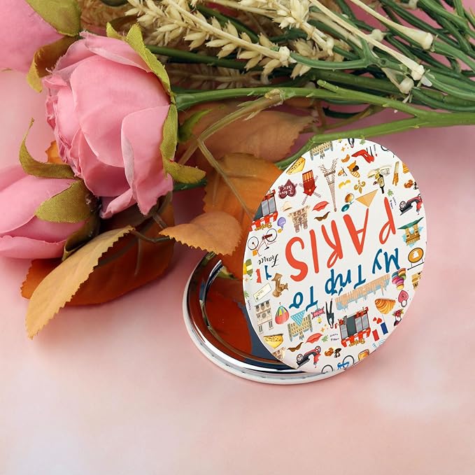 BEKECH Paris Travel Gift My Trip to Paris Travel Makeup Mirror Paris Trip Gift Europe Vacation Pocket Mirror Paris Gifts