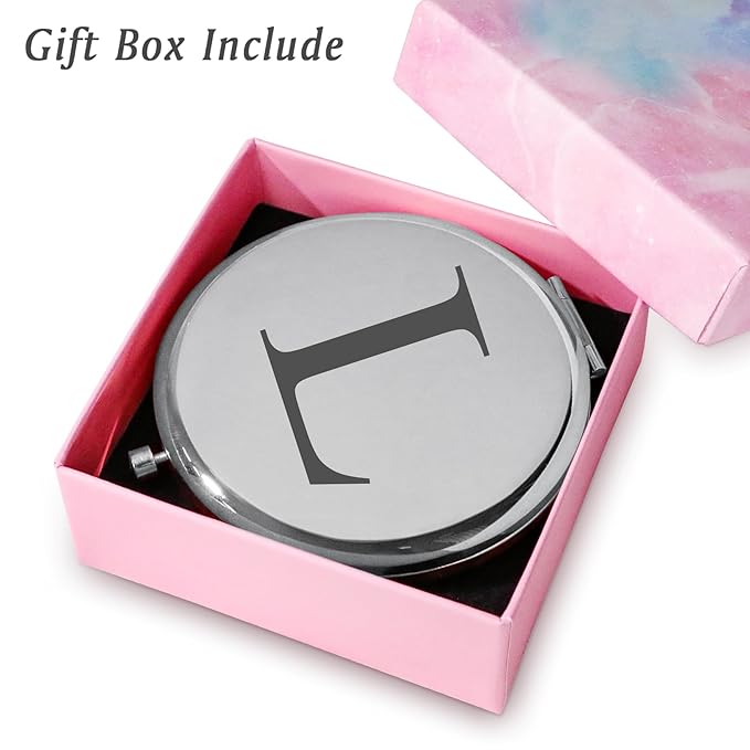 Personalized Gifts for Women Girls, Initial Compact Mirror, Unique Mothers Day Birthday Gifts for Friends Mom Wife Grandma Sister Daughter, 2025 Graduation Gifts for Her College Medical High School