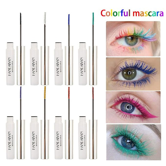 BONNIE CHOICE 9 Colors Colored Mascara Set for Eyelashes, Red Pink Purple Blue White Black Rainbow Colorful Mascara Waterproof Charming Long Lasting Voluminous Eye Makeup Mother's Day Gifts for Women