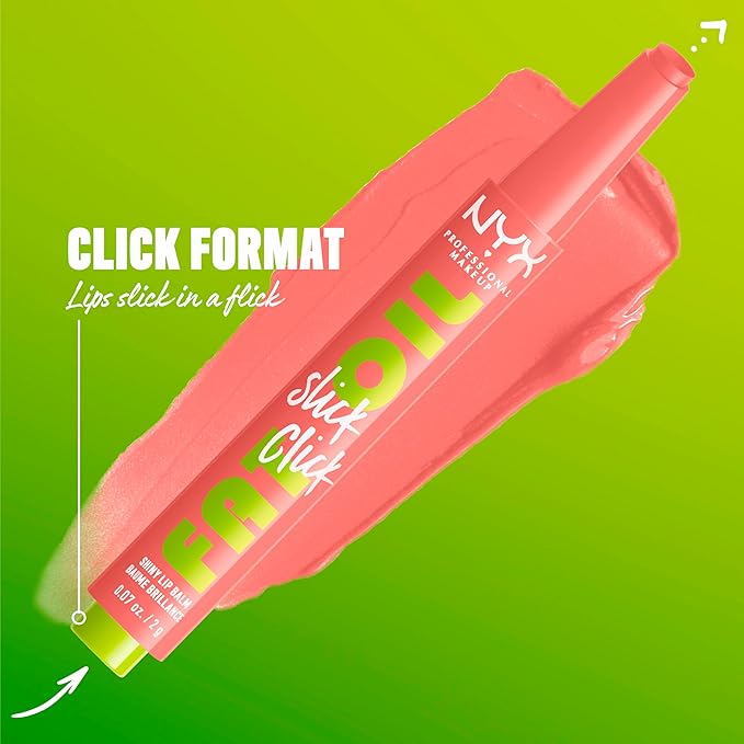NYX PROFESSIONAL MAKEUP Fat Oil Slick Click, Lightweight, Buildable Pigmented Vegan Lip Balm - Story or Post (Peach)