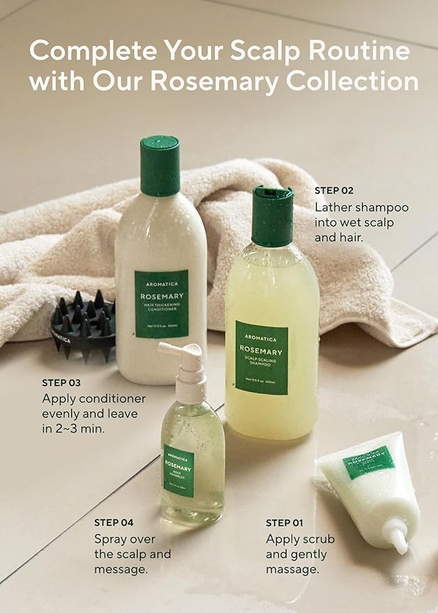 AROMATICA Root Enhancer Rosemary Water Spray for Hair Growth β Korean Hair Care Oil for Scalp Detox β Flaky & Itchy & Dry Scalp Treatment β Free from Sulfate, Silicone, and Paraben (3.38oz)