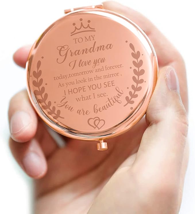Mothers Day Grandma Gifts, Grandma Gifts from Grandchildren, Gifts for Grandma, Grandma Birthday Gifts, Thanksgiving Christmas Birthday Gifts for Grandma, Grandma Makeup Compact Mirror Gift