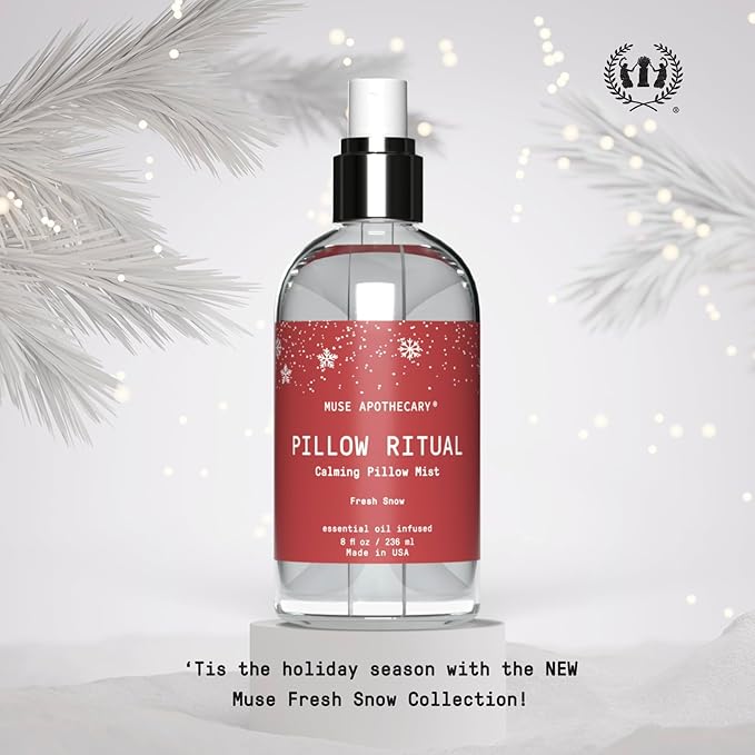 Muse Apothecary Pillow Ritual - Aromatic, Calming and Relaxing Pillow Mist, Linen and Fabric Spray - Infused with Natural Aromatherapy Essential Oils - 8 oz, Fresh Snow