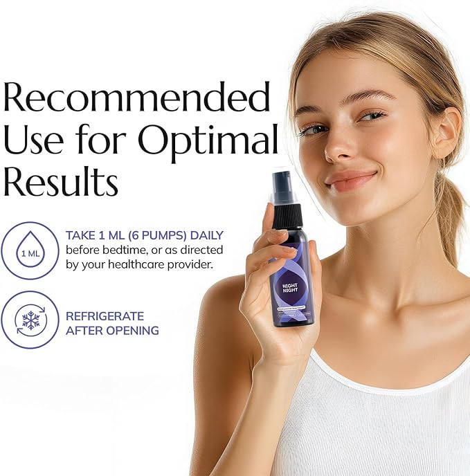 Night Night Liposomal Spray β Non-Habit-Forming Sleep Supplement with Melatonin & GABA - Fast-Absorbing Sleep Spray to Promote Rest, Relaxation & Positive Mood - Allergen-Free & Vegan