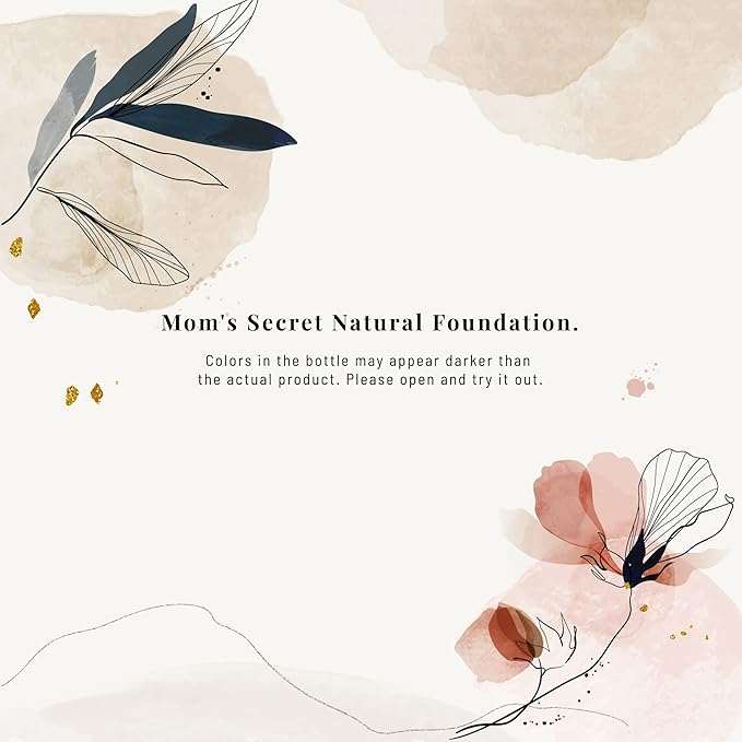 Mom's Secret 100% Natural Liquid Foundation, Organic, Vegan, Aloe Based, Natural Sun Protection, Gluten Free, Cruelty Free, Made in the USA, 1FL Oz. (Cocoa)