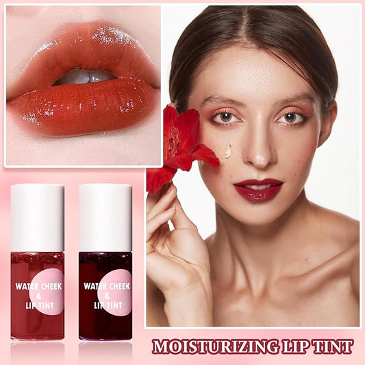 2PCS Lip Tint Stain Set, Velvet Lip Gloss Moisturizing Lip Stain Long Lasting Waterproof Liquid Lipstick Set Multipurpose Water Lip Stain Tint for Lip and Cheek TintοΌ05 & 06οΌ