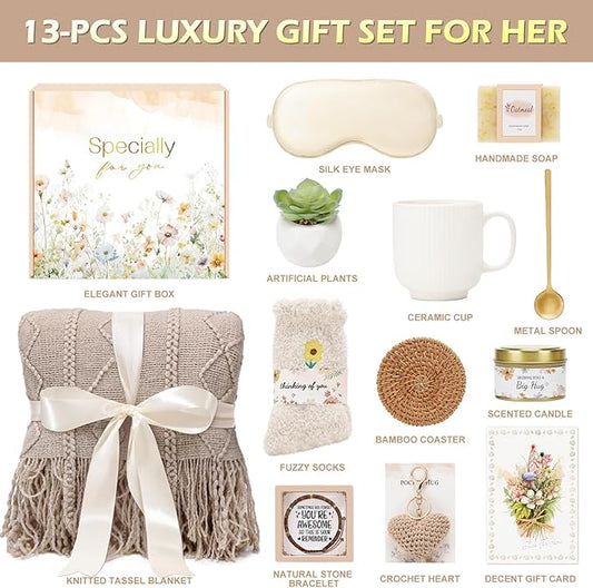 Get Well Gifts for Women Self Care Gifts, Sympathy Gift Baskets Spa Gifts Set, Thinking of You Inspirational Hug in a Box Gifts for Mom Her Friend Sister Wife Girlfriend