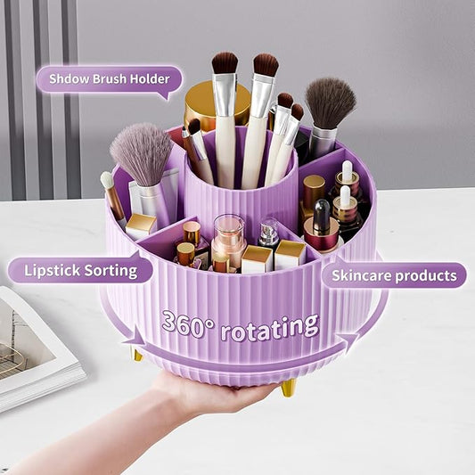 360Β° Rotate Makeup Brush Holder Organizer, Makeup Organizers Countertop, Makeup organization and Skincare Storage for Vanity, Desktop, Bathroom (Purple)