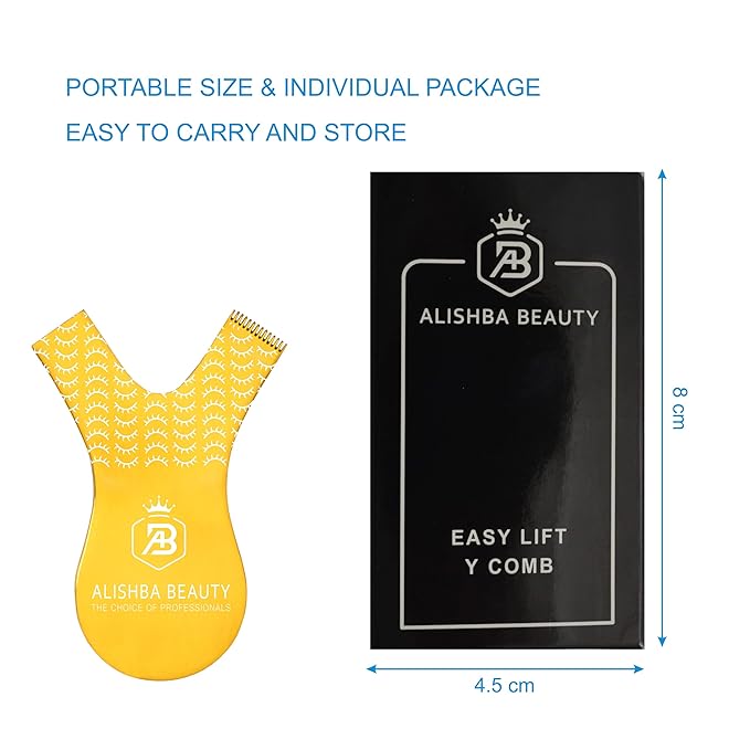 ALISHBA BEAUTY STAINLESS STEEL EASY LIFT Y-COMB SHAPE LASH LIFT BRUSH LASH LIFT PERM TOOL, TINT TOOL, EYELASH LIFT & MAKEUP BEAUTY TOOL FOR LASH GRAFTING YCOMB TOOL (GOLD)