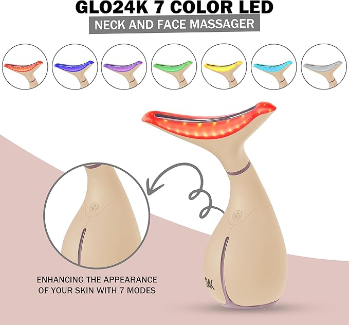 GLO24K 7 Color Light Skin Rejuvenation Neck and Face Massager