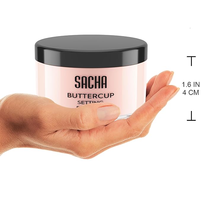 Sacha BUTTERCUP RosΓ© Setting Powder. No Ashy Flashback. Blurs Fine Lines and Pores. Loose, Translucent Face Powder to Set Makeup Foundation or Concealer. For All Skin Tones, 1.75 oz.