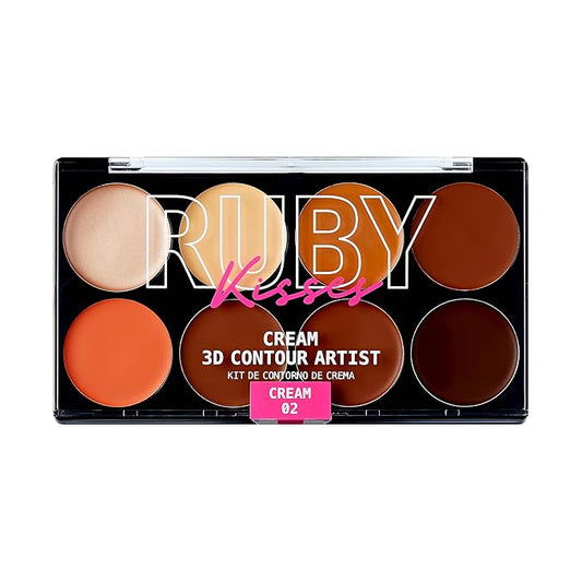 Ruby Kisses Flawless Finish with 3D Contour Cream Makeup Palette β Lightweight, Multi-Palette, Contouring Foundation, Creamy, Sculpt &Highlighting, Define Cheekbones (Dark Medium)