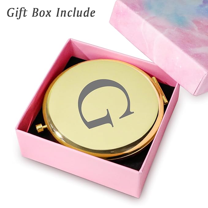Personalized Gifts for Women Girls, Initial Compact Mirror, Unique Mothers Day Birthday Gifts for Friends Mom Wife Grandma Sister Daughter, 2025 Graduation Gifts for Her College Medical High School