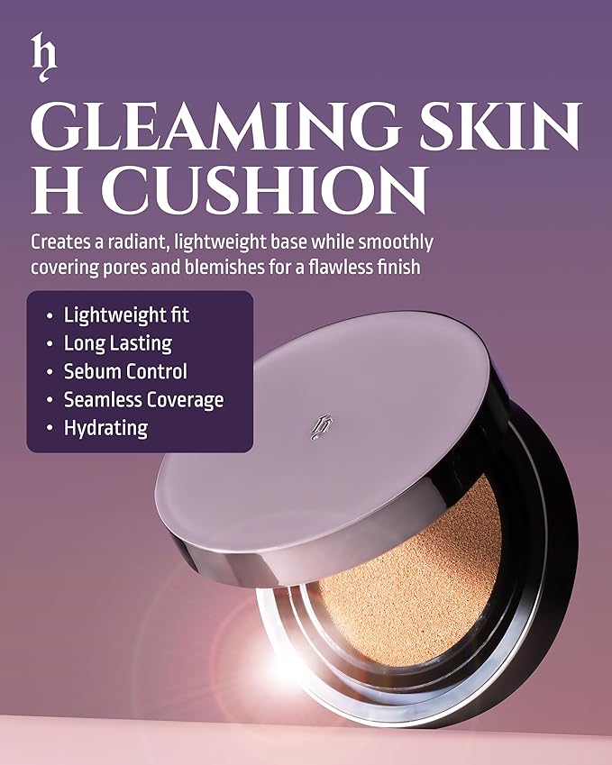 HEVVYMAKEUP H Cushion Semi Matte No.21 Light Begie - Korean Makeup All Day Flawless Coverage Foundation for Neutral Dry Skin - Poreless Airy Weightless Coverage, 0.35oz.