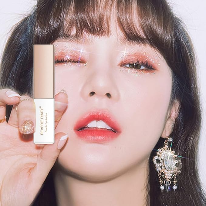 6 Colors Glitter Eyeshadow Stick,Double Colors Shimmer Eye Shadow Stick Gradient Eye Makeup (01&02&03)