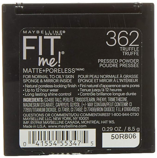 Maybelline Fit Me Matte + Poreless Pressed Face Powder Makeup, Truffle, 1 Count (Pack of 2)