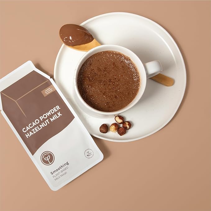 ESW Beauty Cacao Powder β Smoothing Plant-Based Milk Face Mask (6-Pack) β Cacao & Hazelnut for Aging & Sensitive Skin β Plumps, Softens & Promotes Youthful Complexion