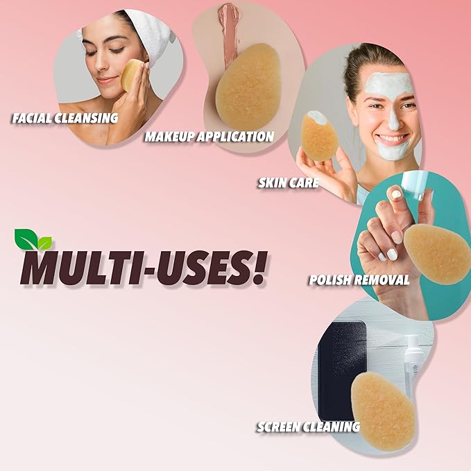 Earth & I - for Sensitive Skin - Gentle Face Exfoliator Puffs, Facial Scrubber for Women, Facial sponges for Washing face Dermatology exfoliating Pads, buf puf Facial Sponge face scrubbers -12ct